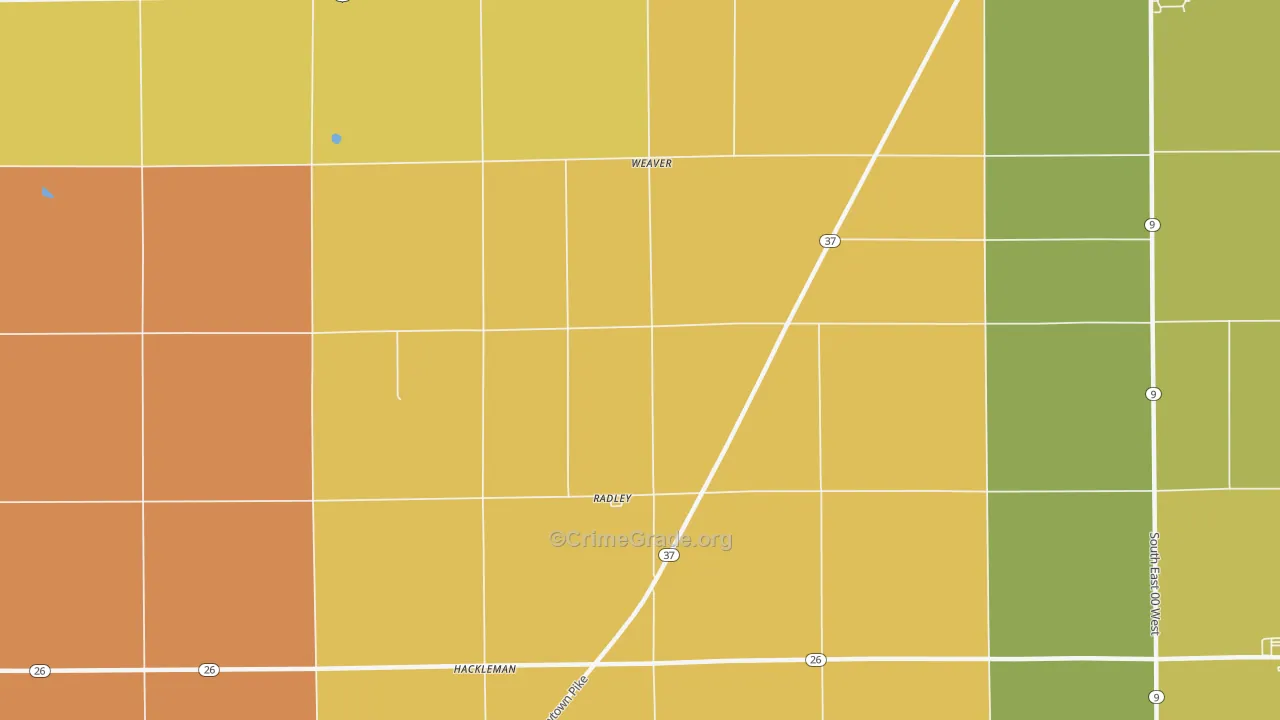 Radley, IN Map of Robbery Rates