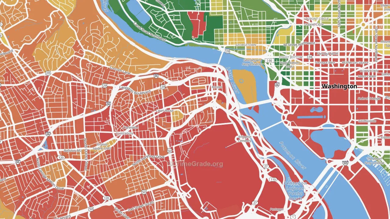 Radnor-Ft Myer Heights, Arlington, VA Map of Robbery Rates