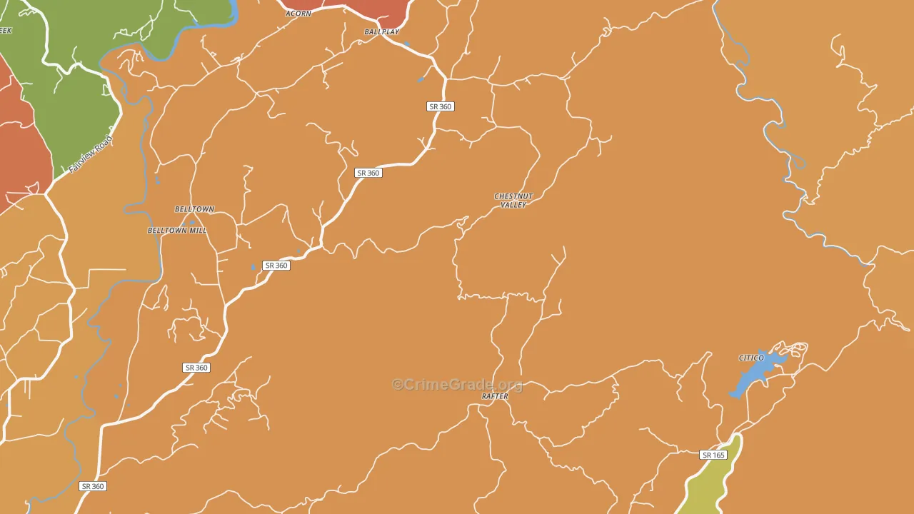 Rafter, TN Map of Robbery Rates