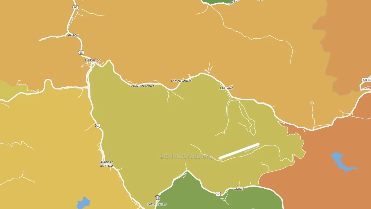 Ragland, WV Map of Robbery Rates