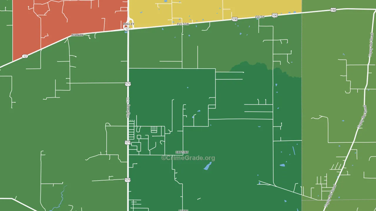 Ragley, LA Map of Robbery Rates