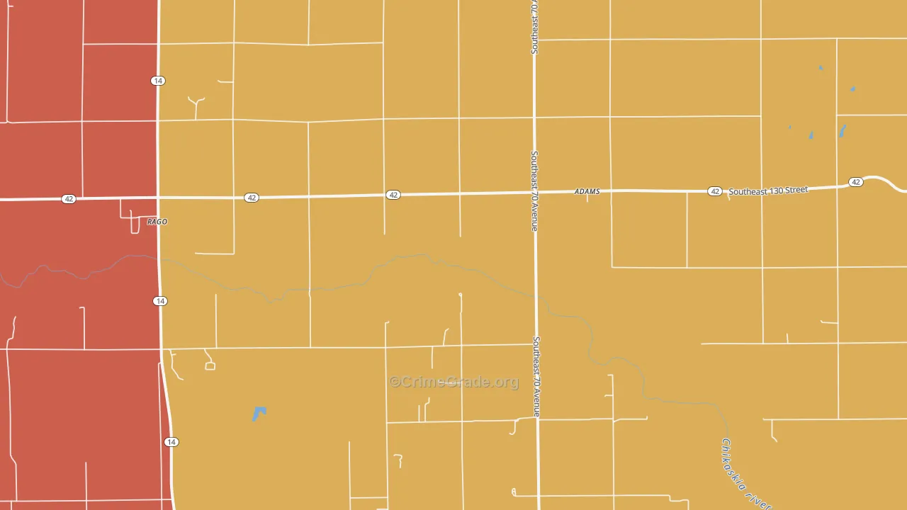 Rago, KS Map of Robbery Rates
