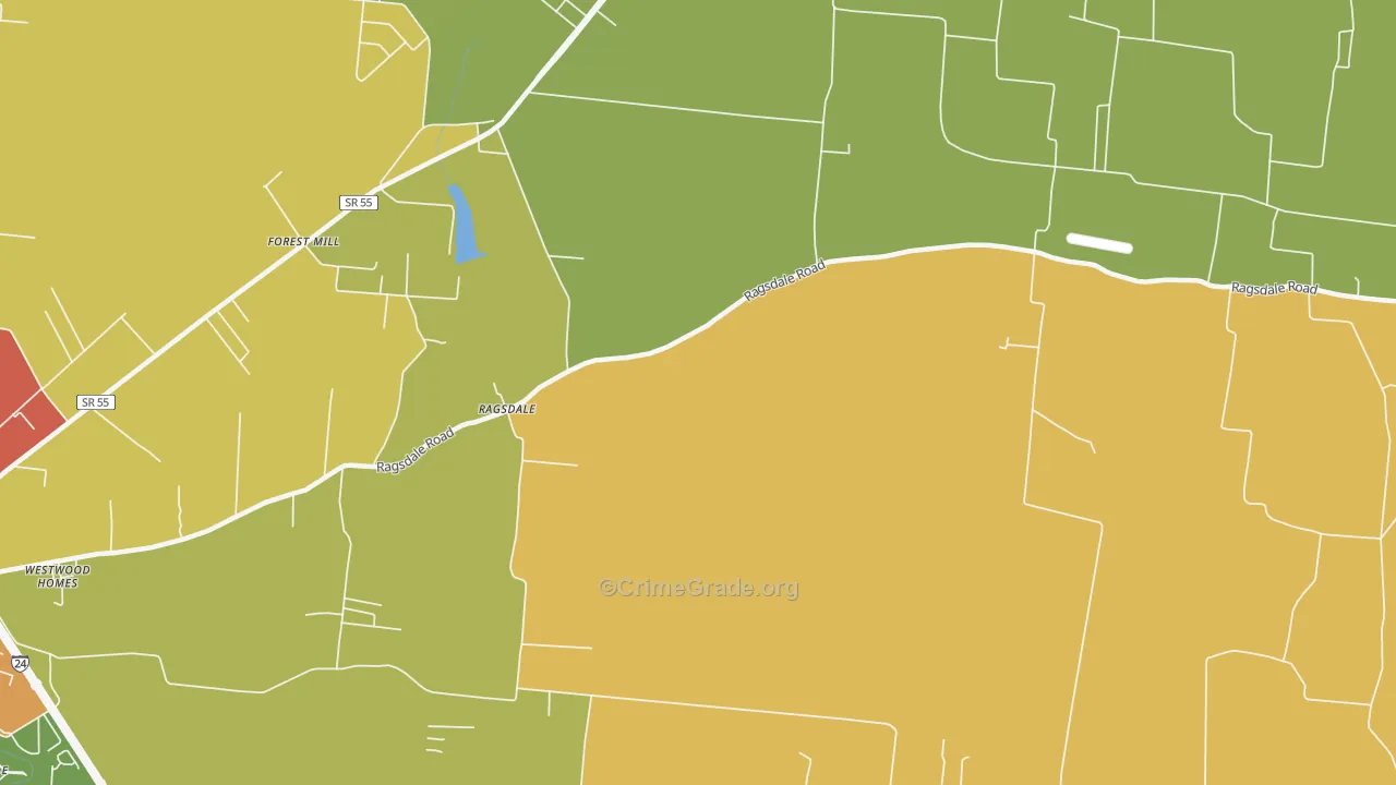 Ragsdale, TN Map of Robbery Rates