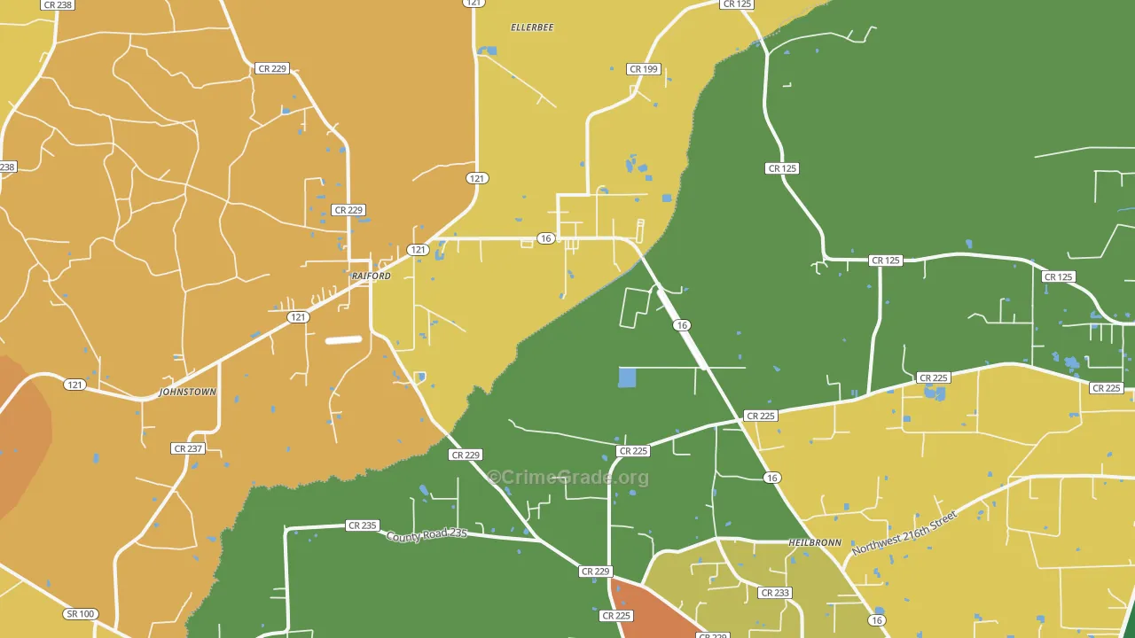 Raiford, FL Map of Robbery Rates