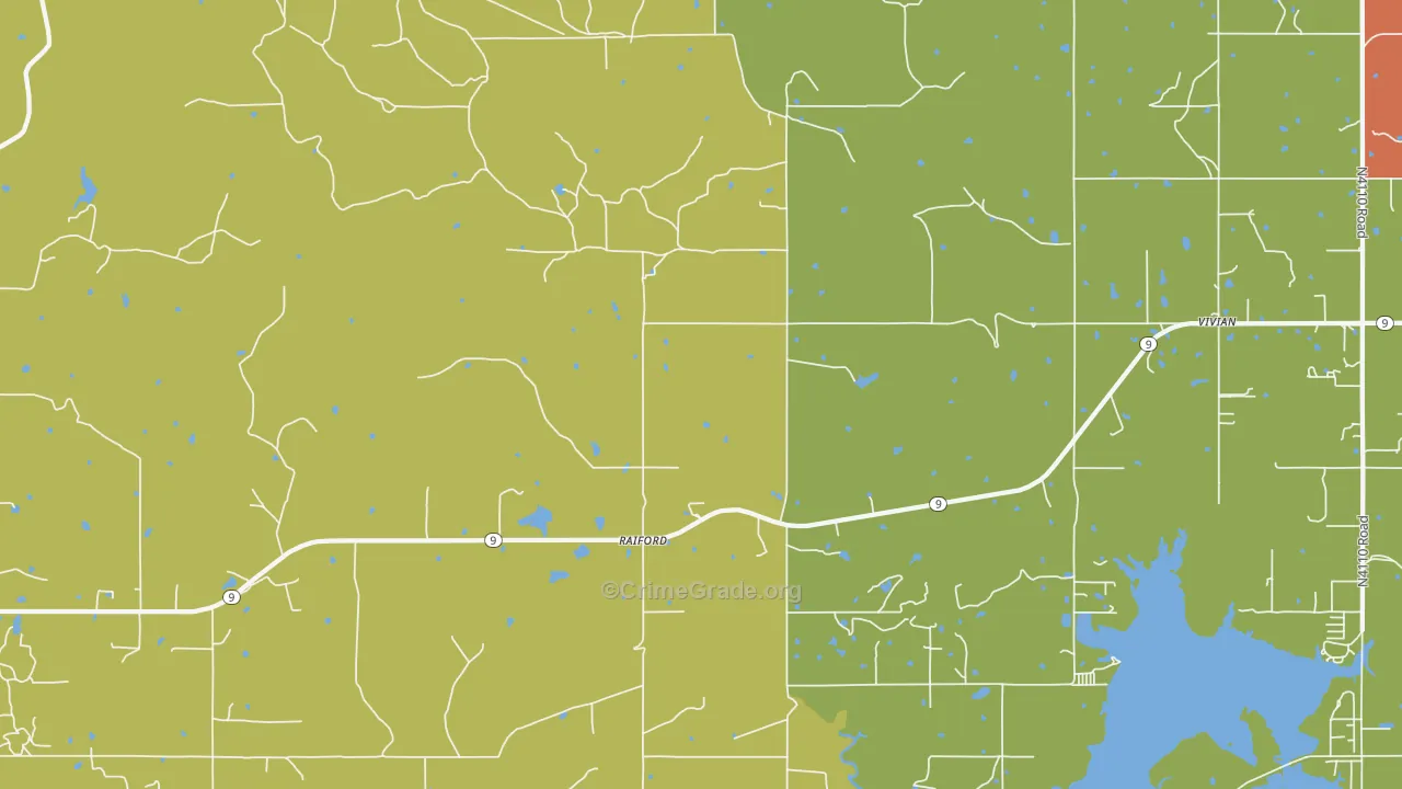 Raiford, OK Map of Robbery Rates