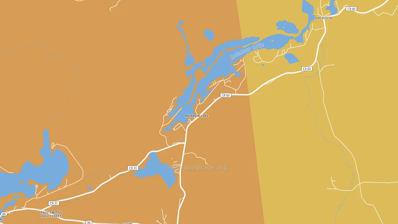 Rainbow Lake, NY Map of Robbery Rates