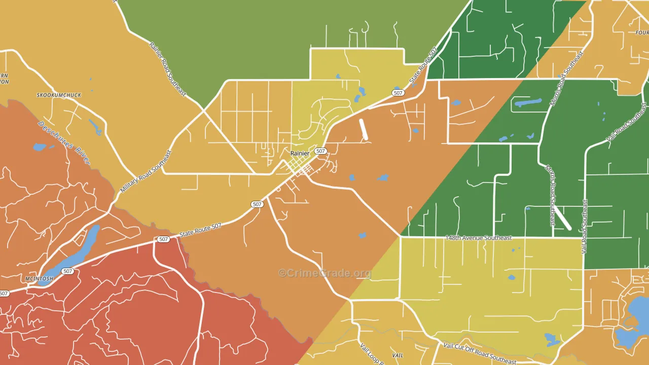 Rainier, WA Map of Robbery Rates