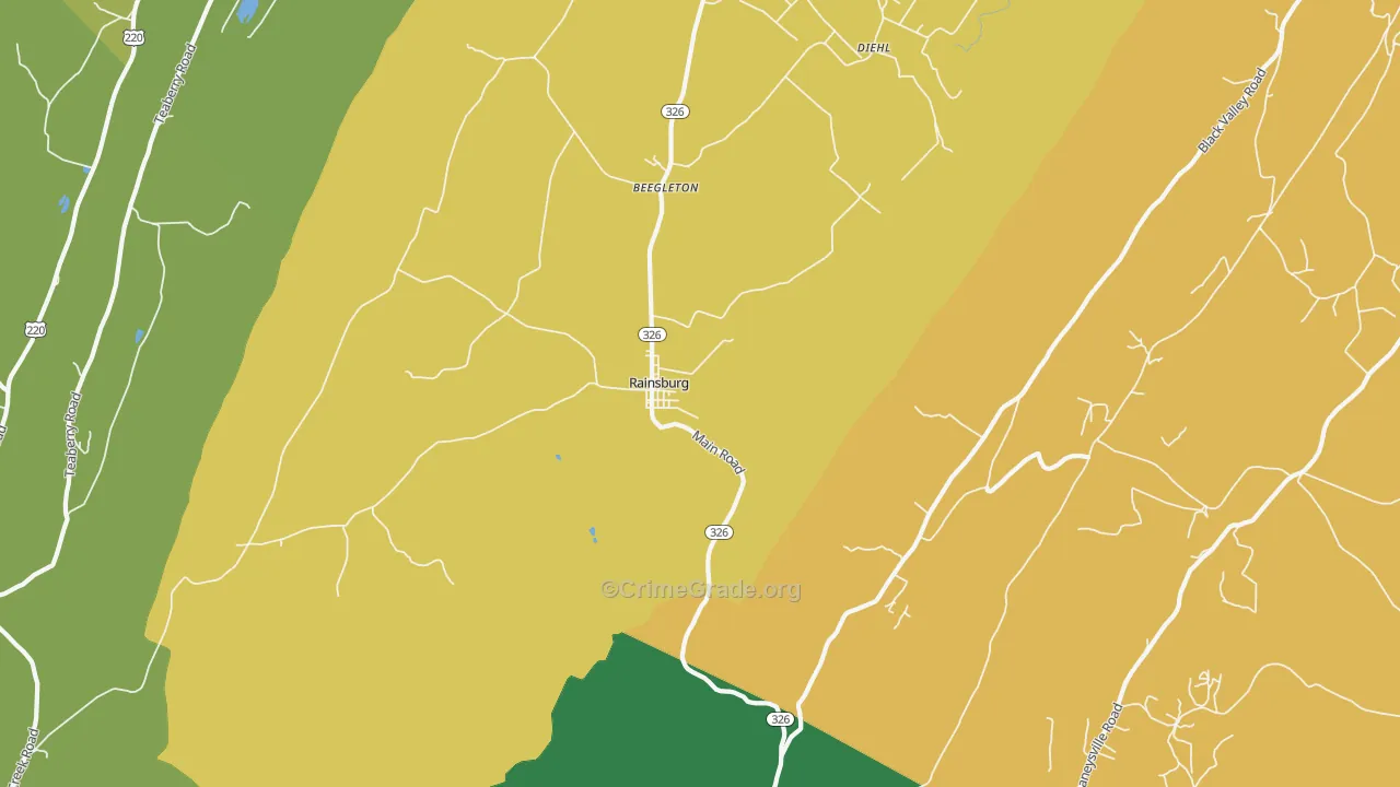 Rainsburg, PA Map of Robbery Rates