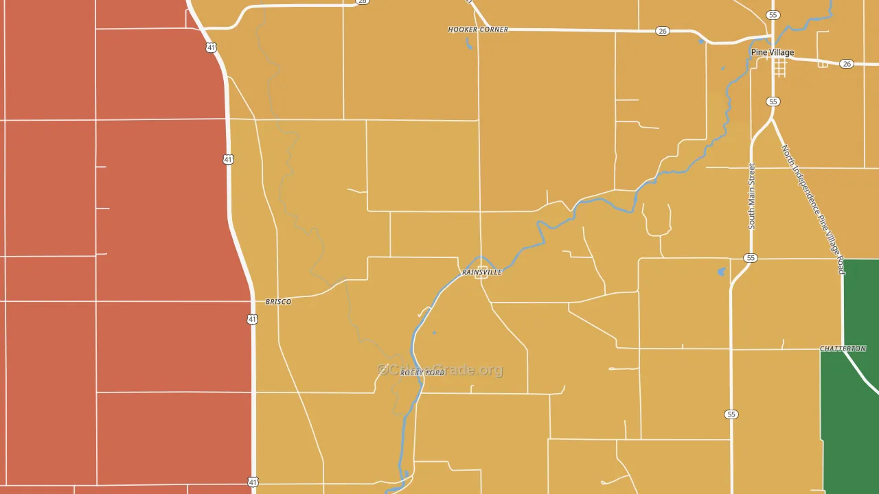Rainsville, IN Map of Robbery Rates