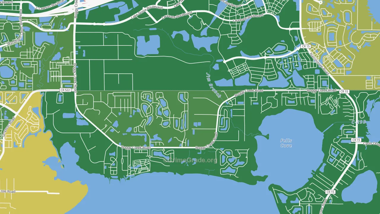 Raintree, Kissimmee, FL Map of Robbery Rates