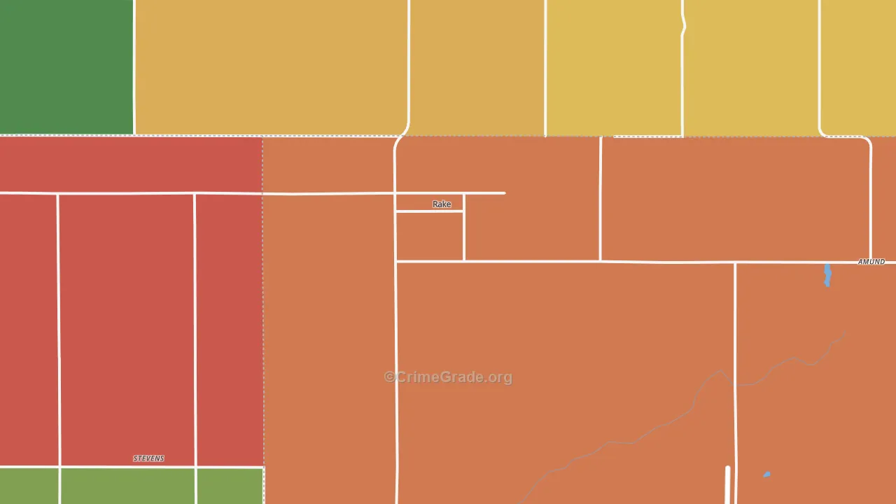 Rake, IA Map of Robbery Rates