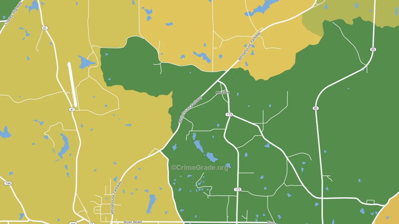 Raleigh, GA Map of Robbery Rates