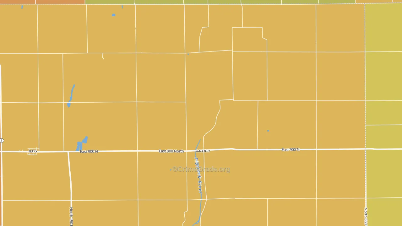 Raleigh, IN Map of Robbery Rates