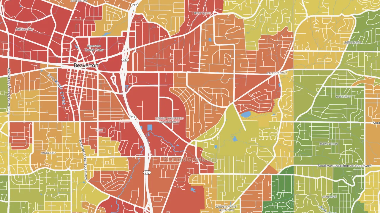 Raleigh West, Beaverton, OR Map of Robbery Rates