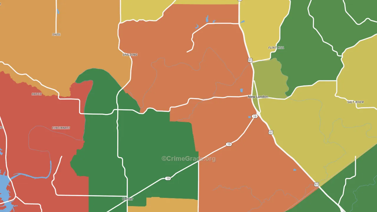 Ralls County, MO Map of Robbery Rates