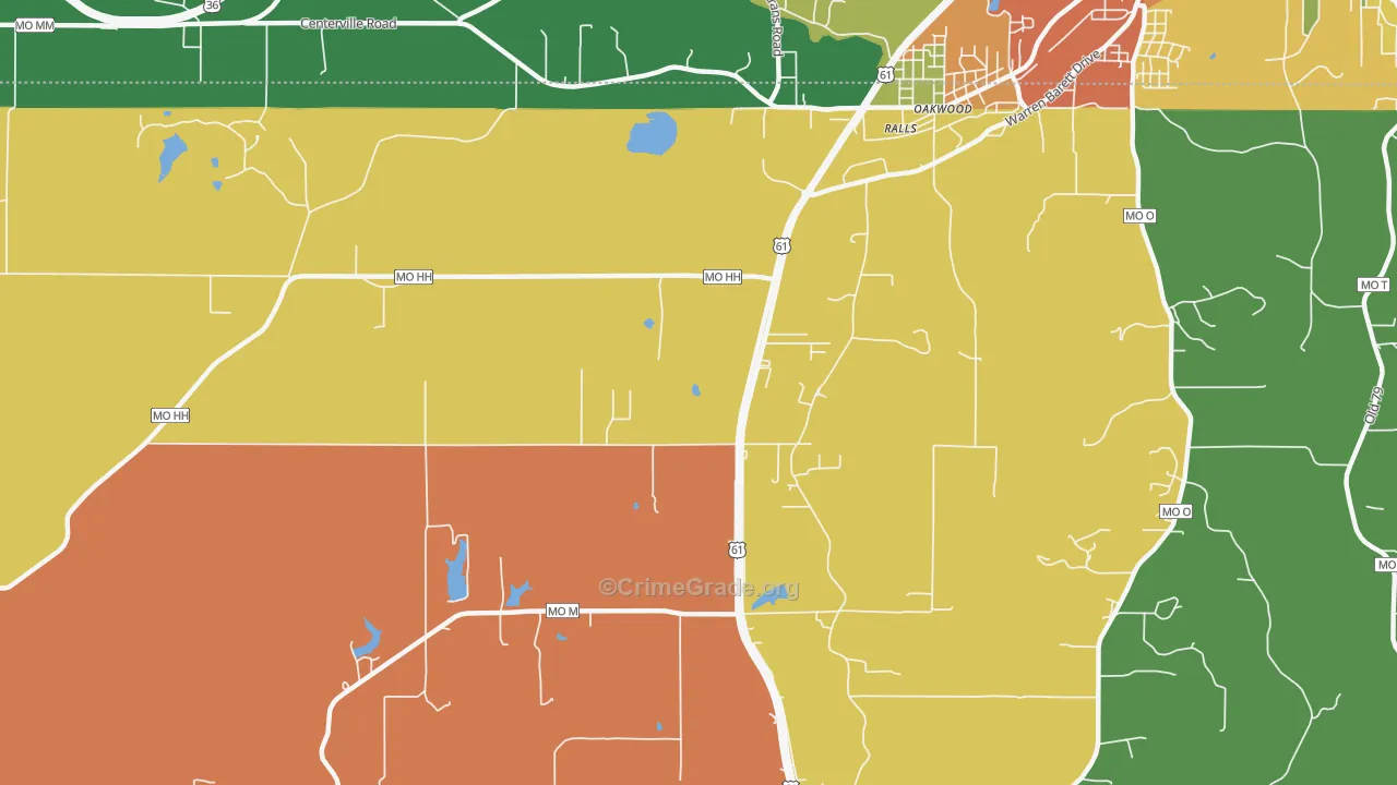 Ralls, MO Map of Robbery Rates