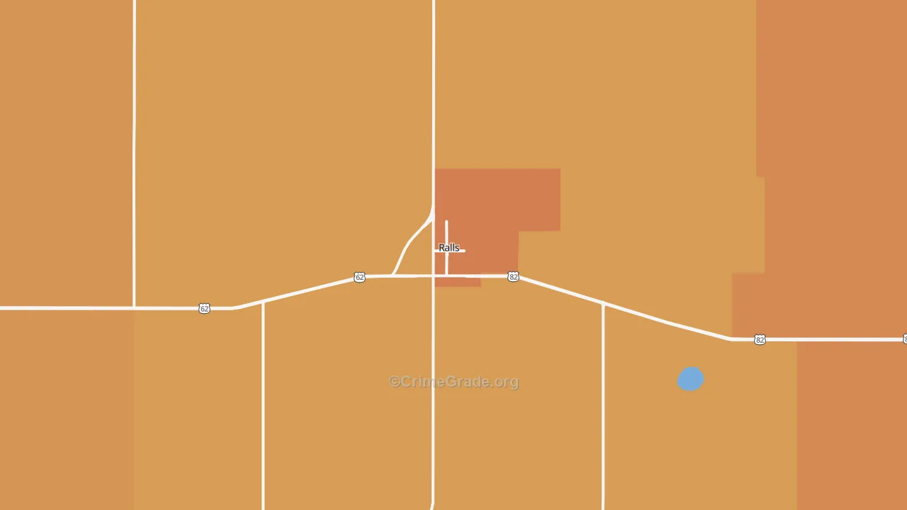 Ralls, TX Map of Robbery Rates