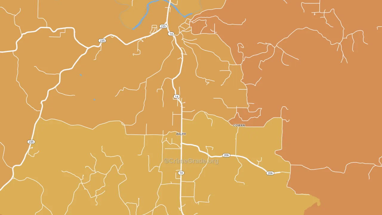 Ralph, AR Map of Robbery Rates