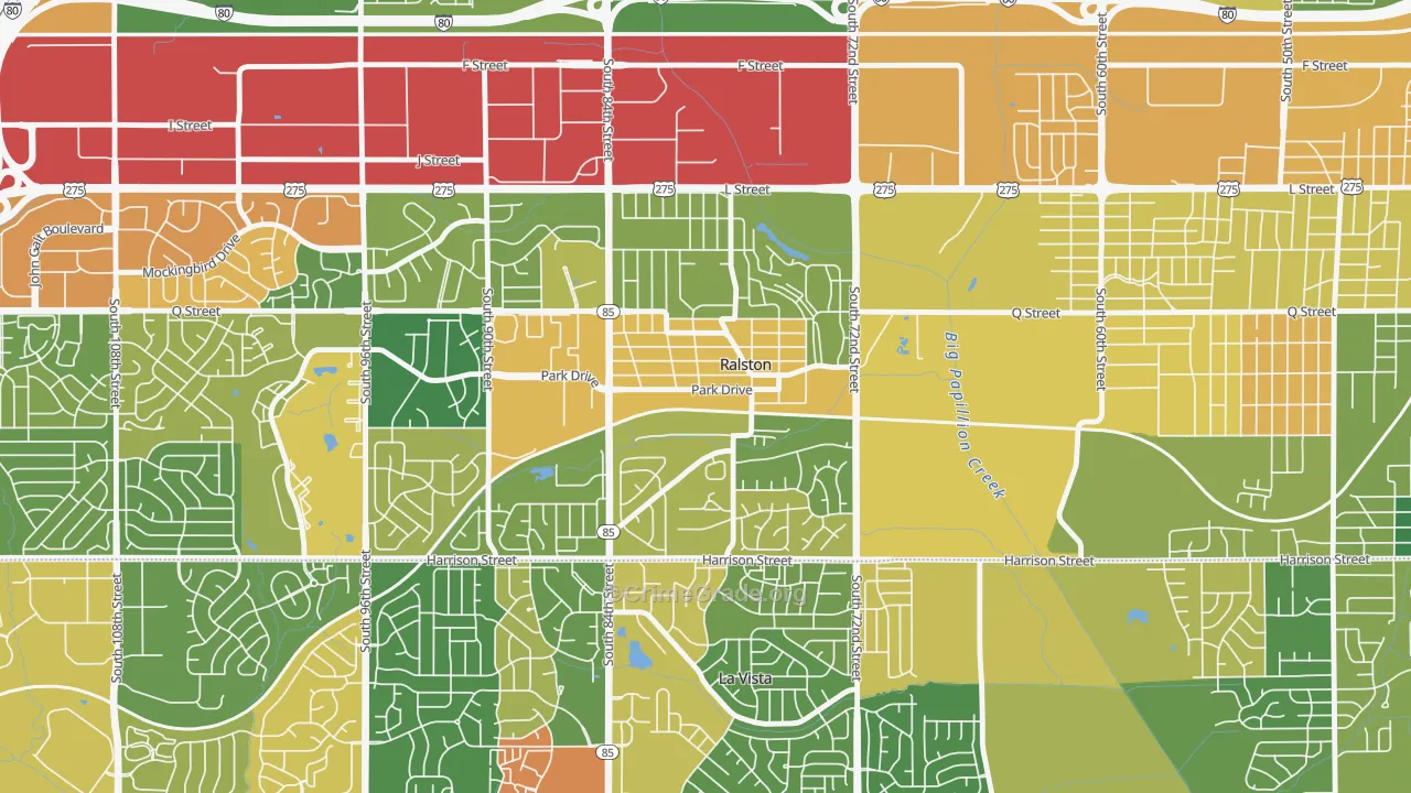Ralston, NE Map of Robbery Rates