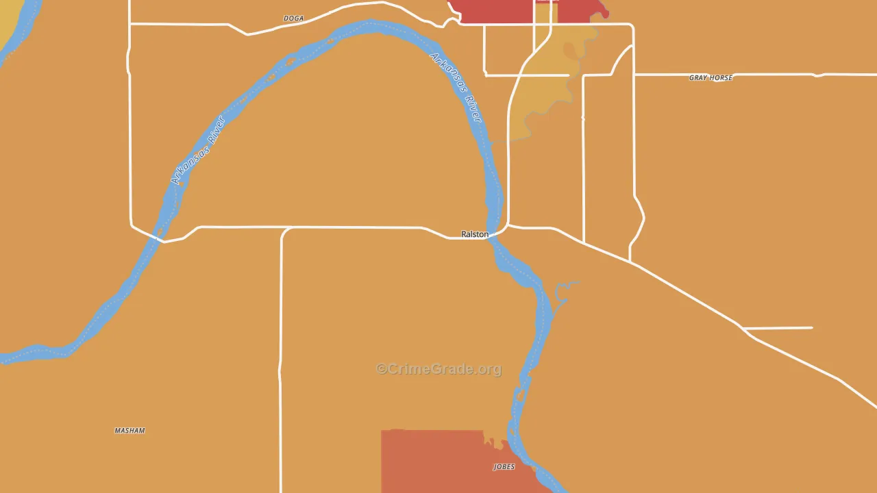 Ralston, OK Map of Robbery Rates