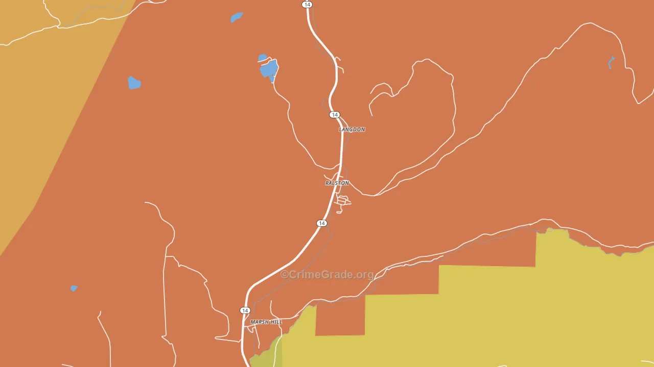 Ralston, PA Map of Robbery Rates