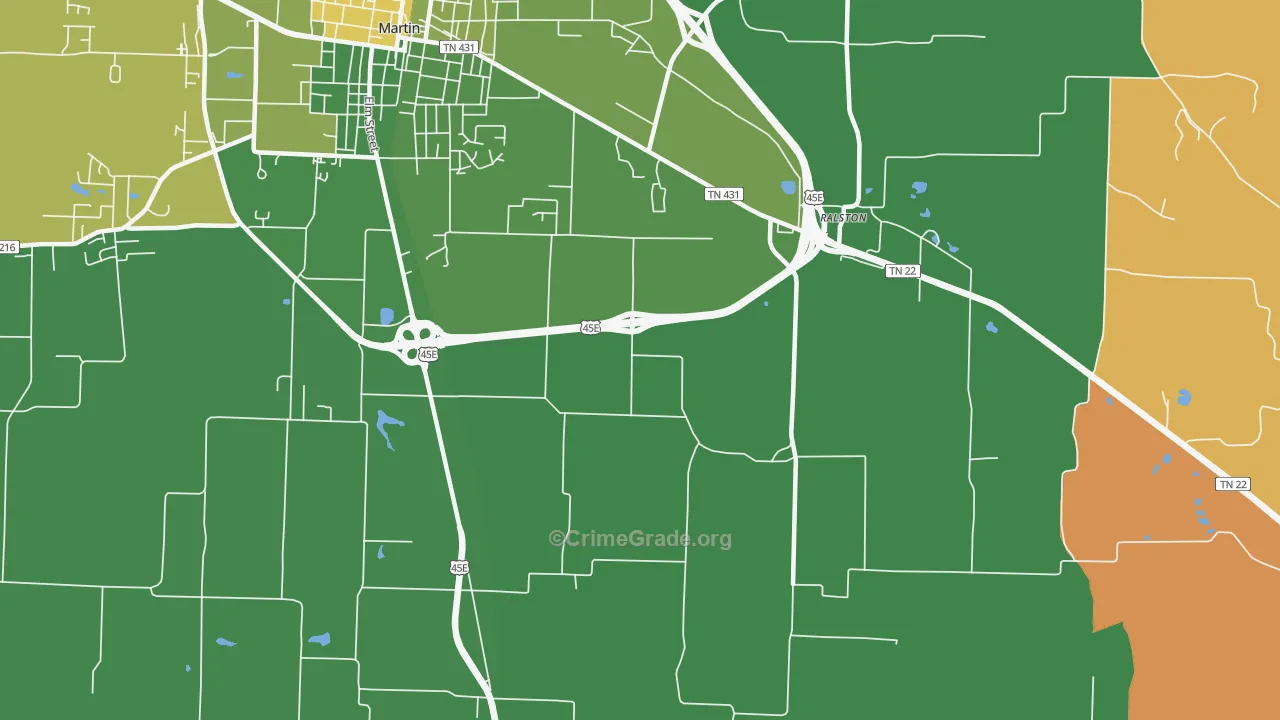 Ralston, TN Map of Robbery Rates