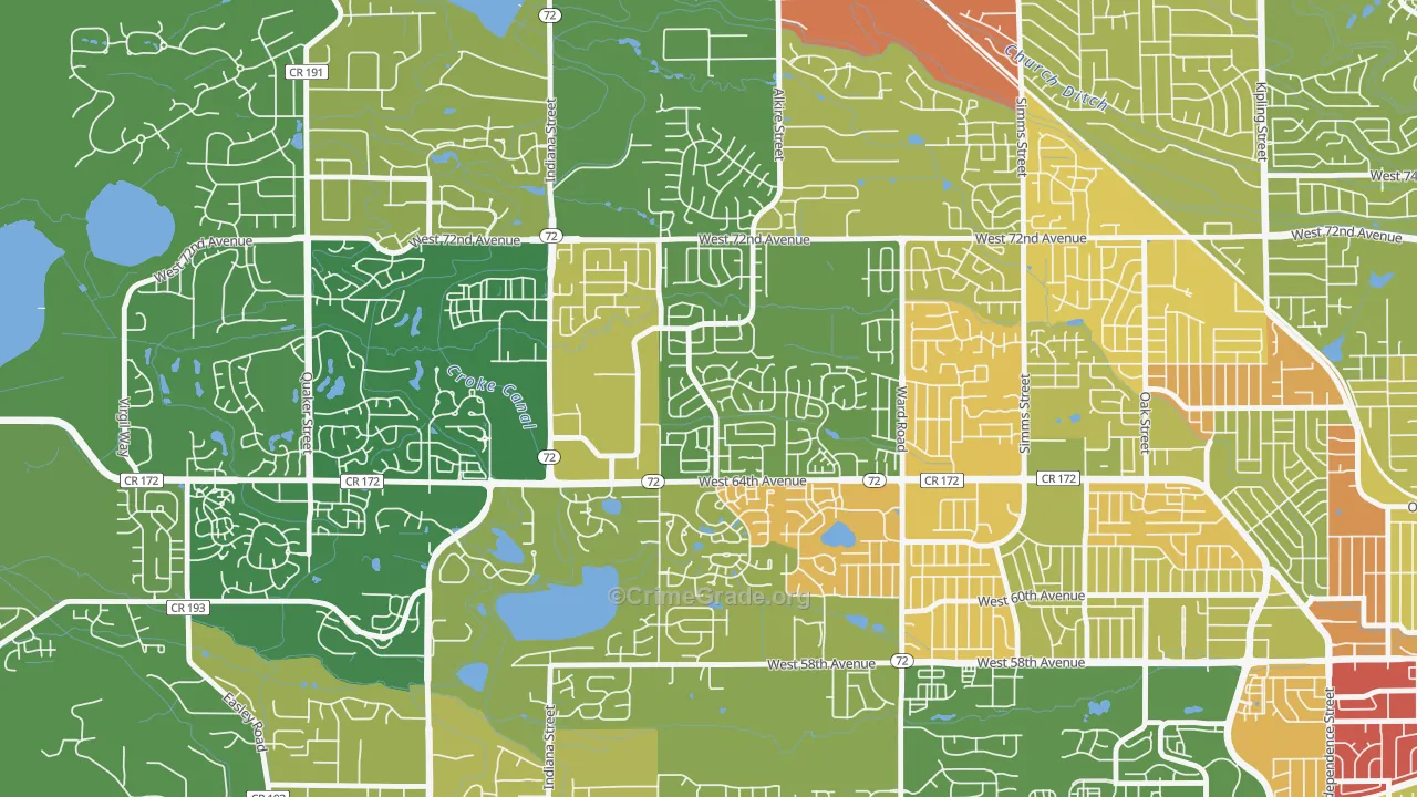 Ralston Valley, Arvada, CO Map of Robbery Rates