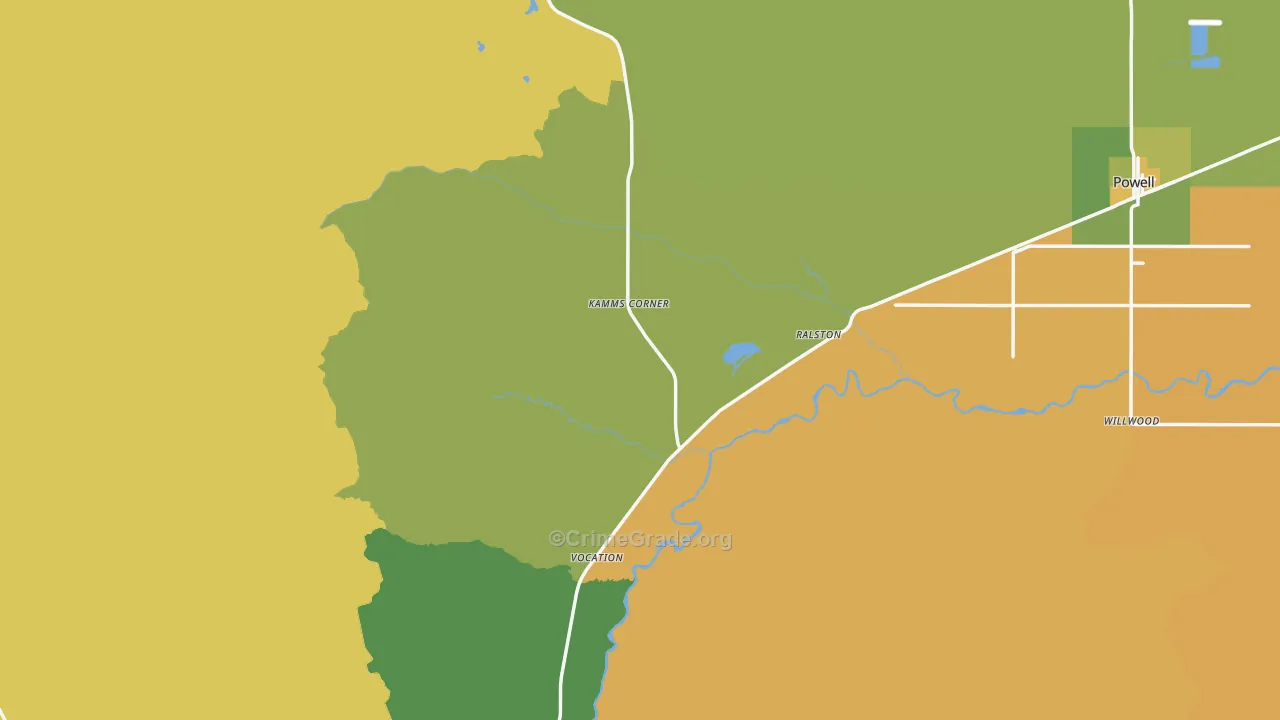 Ralston, WY Map of Robbery Rates