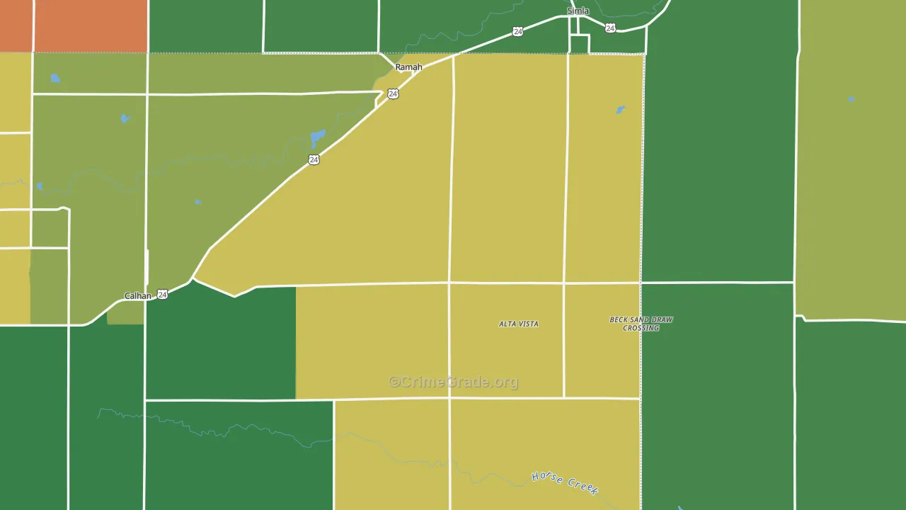 Ramah, CO Map of Robbery Rates