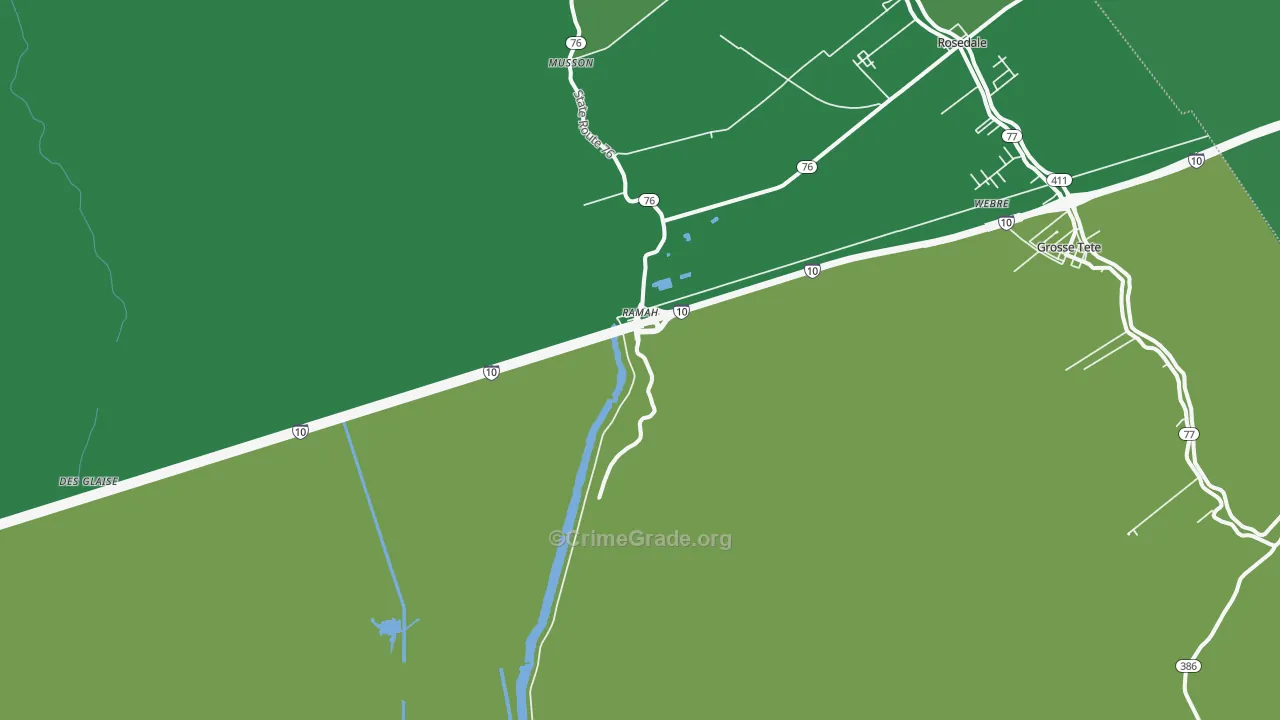Ramah, LA Map of Robbery Rates