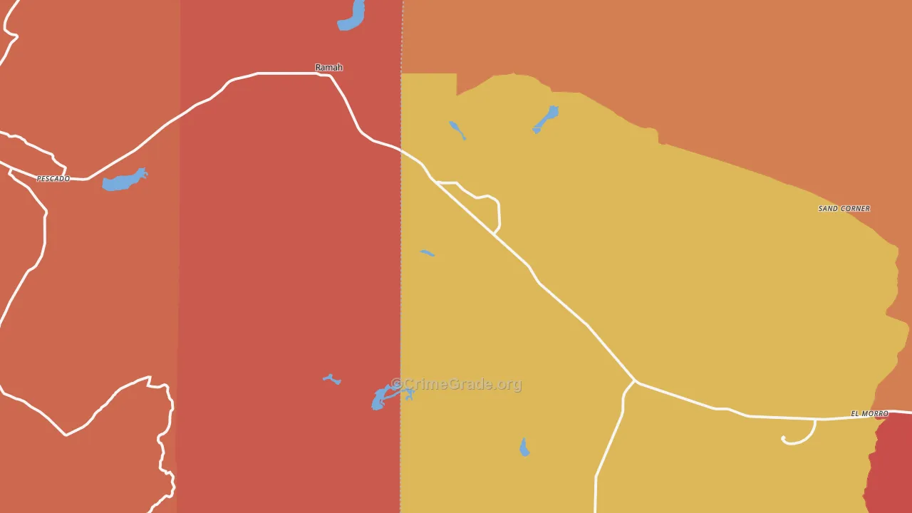 Ramah, NM Map of Robbery Rates