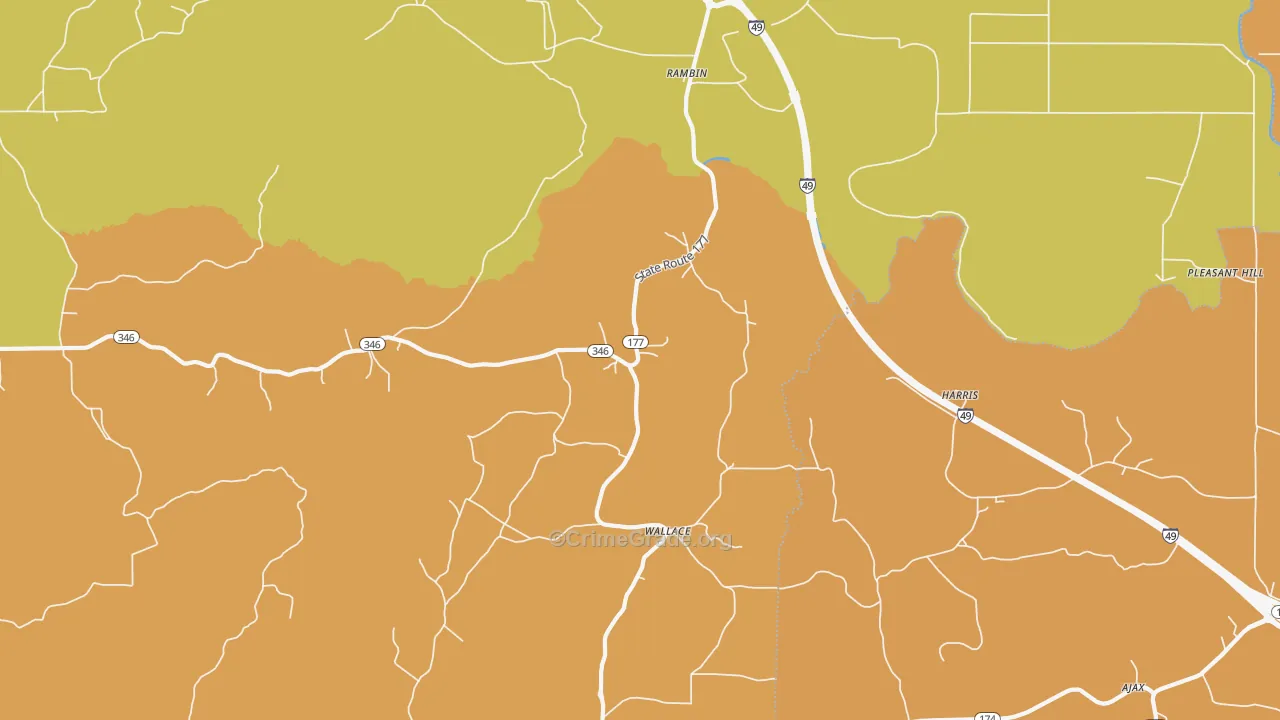 Rambin, LA Map of Robbery Rates