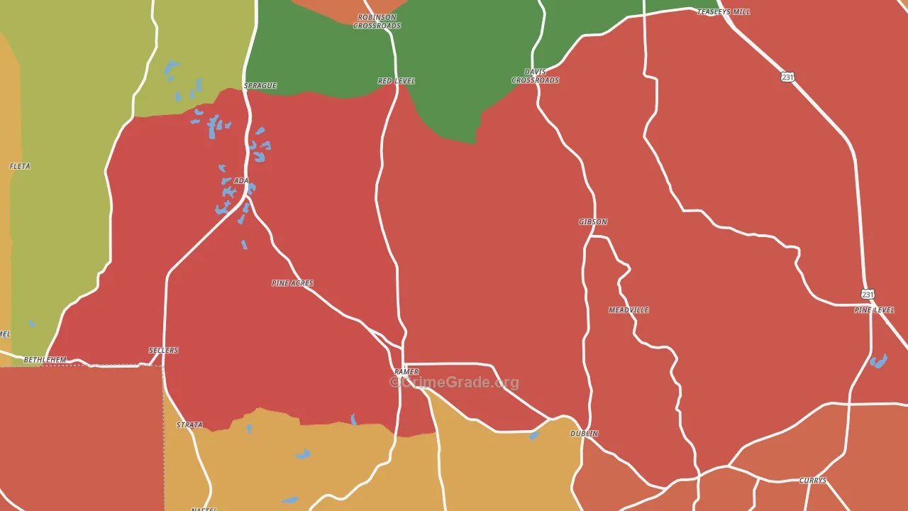 Ramer, AL Map of Robbery Rates