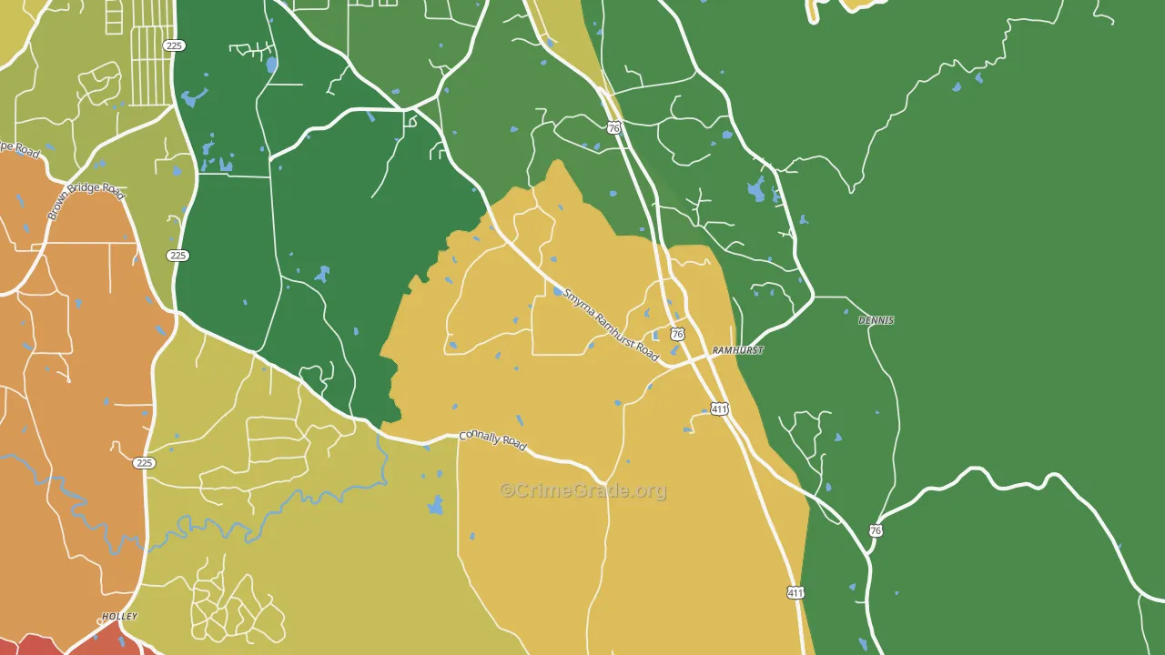 Ramhurst, GA Map of Robbery Rates