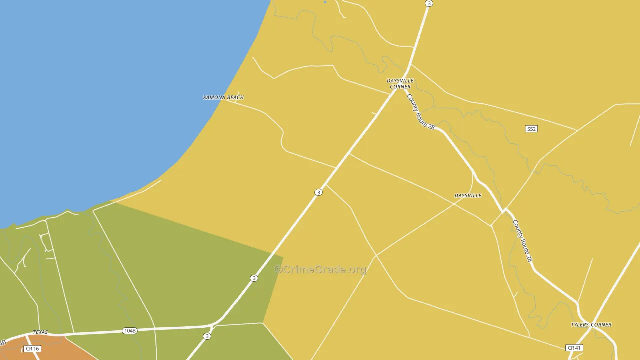 Ramona Beach, NY Map of Robbery Rates