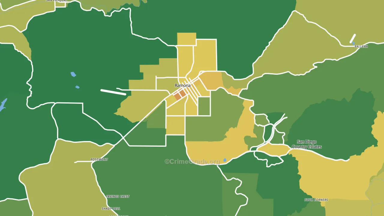 Ramona, CA Map of Robbery Rates