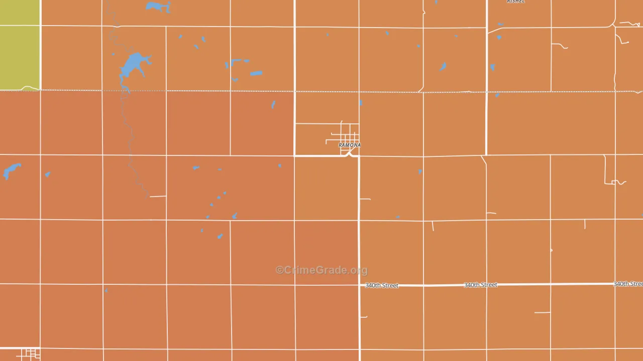 Ramona, KS Map of Robbery Rates