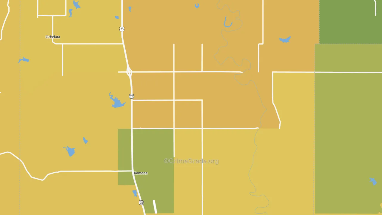 Ramona, OK Map of Robbery Rates
