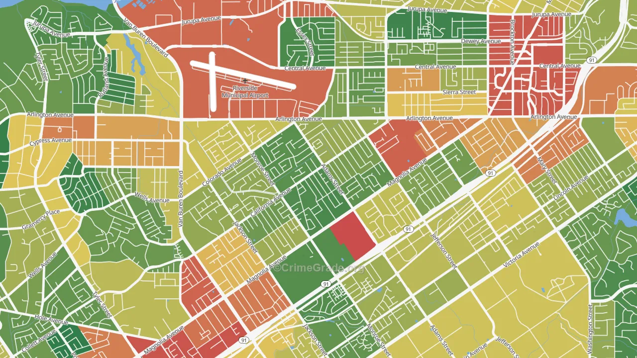 Ramona, Riverside, CA Map of Robbery Rates