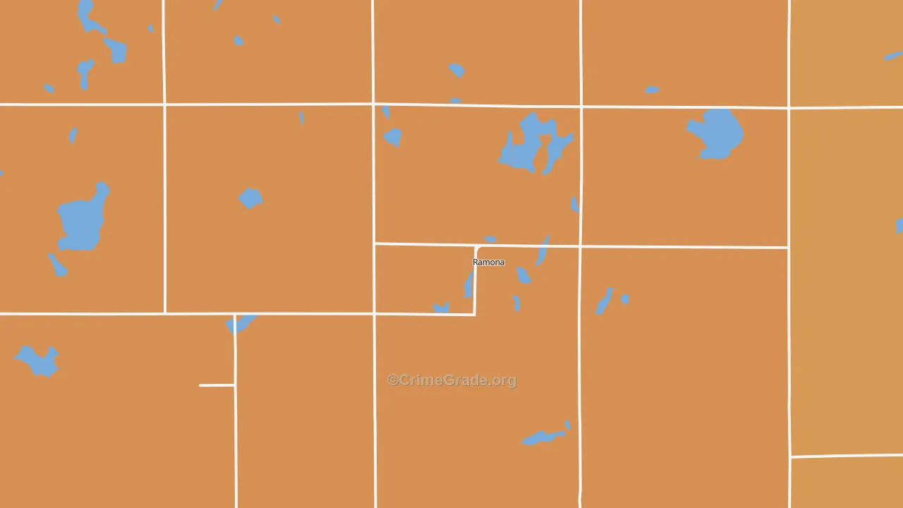 Ramona, SD Map of Robbery Rates