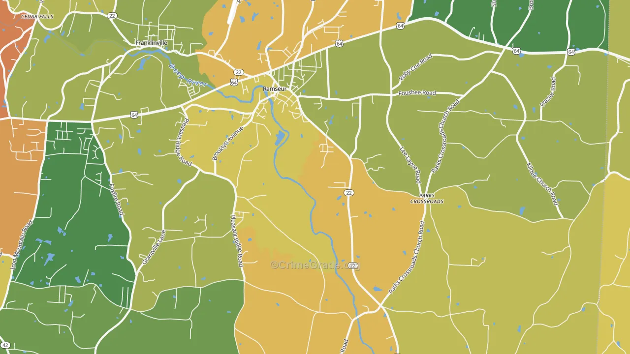 Ramseur, NC Map of Robbery Rates