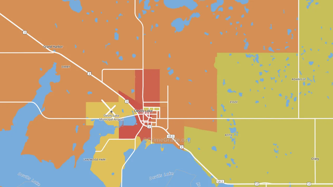 Ramsey County, ND Map of Robbery Rates