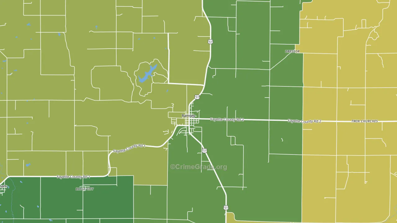 Ramsey, IL Map of Robbery Rates