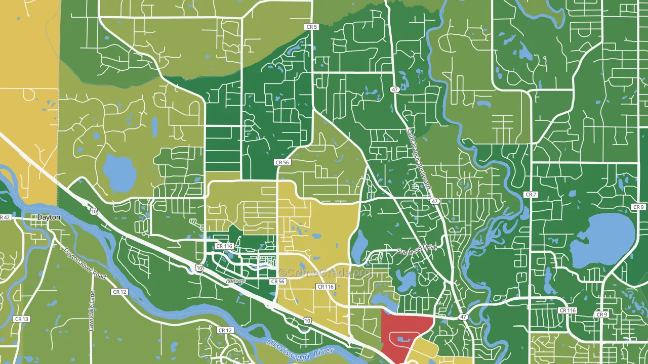 Ramsey, MN Map of Robbery Rates