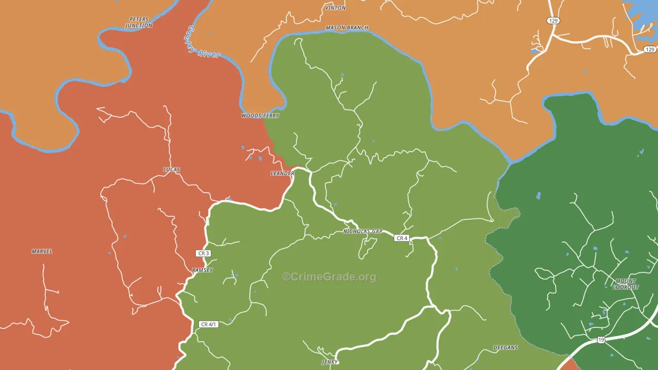 Ramsey, WV Map of Robbery Rates