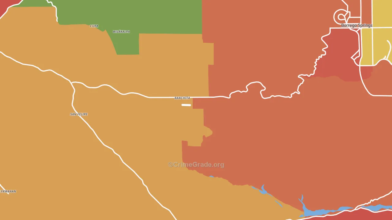 Ranchita, CA Map of Robbery Rates