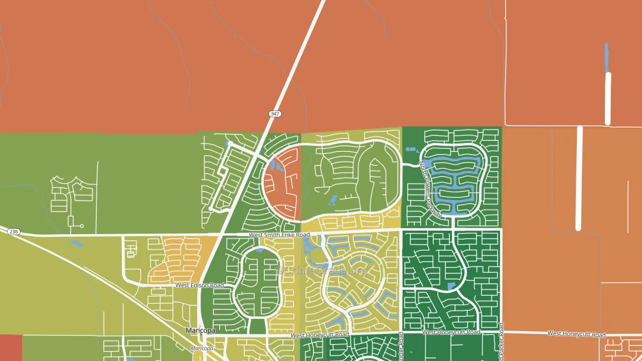 Rancho El Dorado, Silver Bell, AZ Map of Robbery Rates