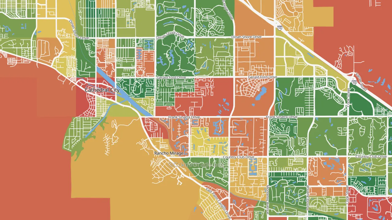 Rancho Mirage, CA Map of Robbery Rates