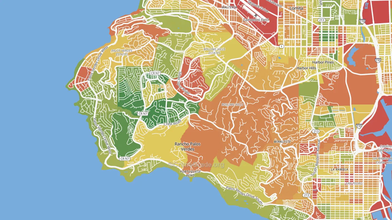 Rancho Palos Verdes, CA Map of Robbery Rates