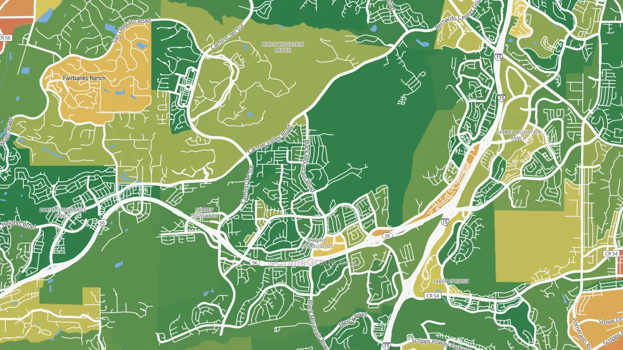 Rancho Penasquitos, San Diego, CA Map of Robbery Rates